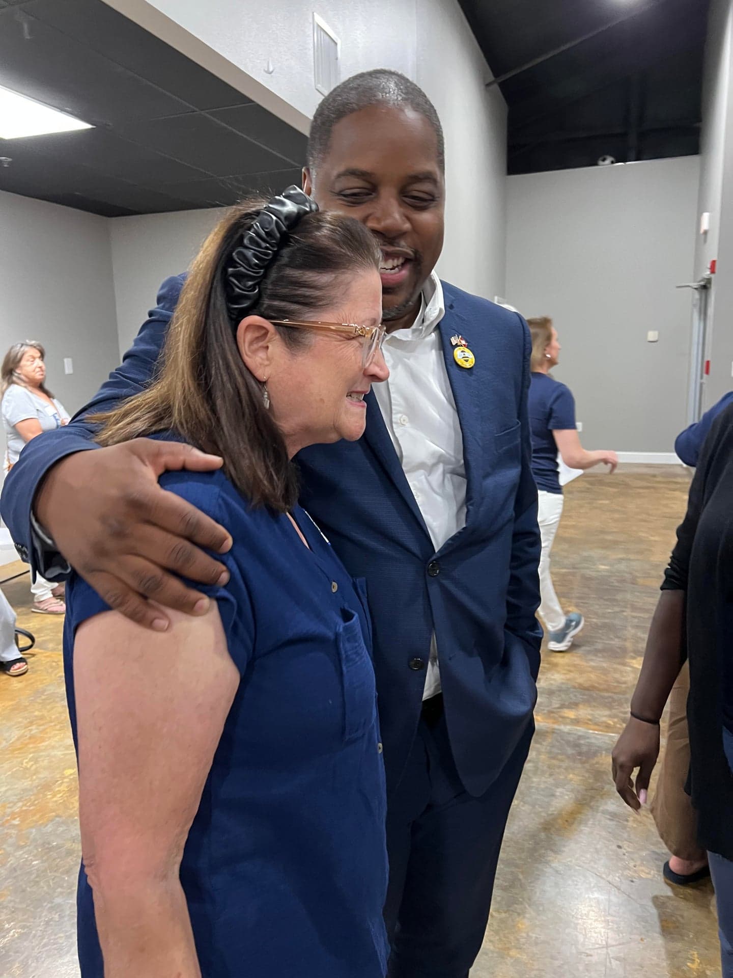 Democratic supporters at an outdoor event